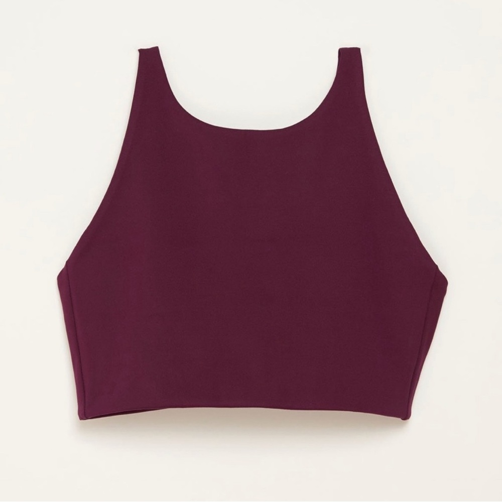 GIRLFRIEND COLLECTIVE Topanga Halter Bra in Plum NWT